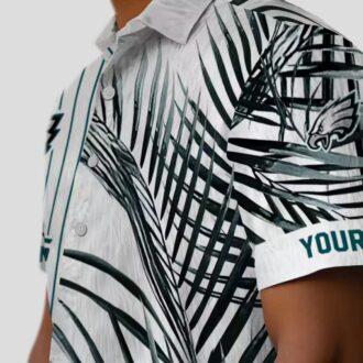 NFL Philadelphia Eagles Hawaiian Shirt, Green Black Palm Stripes Beach Outfit