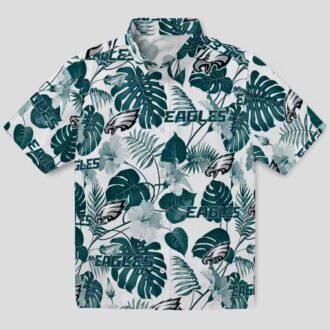 NFL Philadelphia Eagles Plants Hawaiian Shirt, Stylish Tropical Green White Shirt