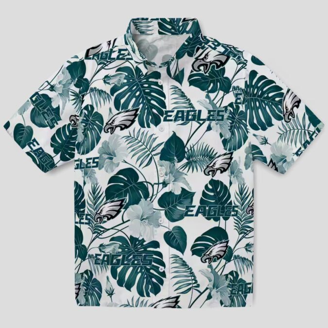 NFL Philadelphia Eagles Plants Hawaiian Shirt, Stylish Tropical Green White Shirt