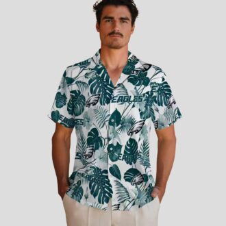 NFL Philadelphia Eagles Plants Hawaiian Shirt, Stylish Tropical Green White Shirt