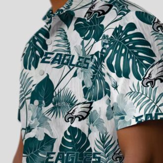 NFL Philadelphia Eagles Plants Hawaiian Shirt, Stylish Tropical Green White Shirt