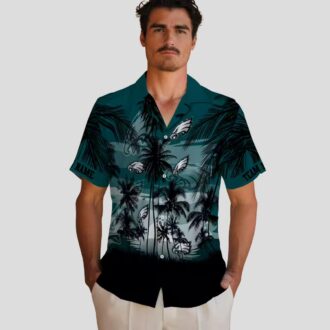 NFL Philadelphia Eagles Sunset Hawaiian Button Up Shirt - Tropical Palm Tree Style