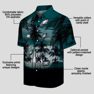 NFL Philadelphia Eagles Sunset Hawaiian Button Up Shirt - Tropical Palm Tree Style