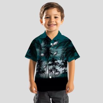 NFL Philadelphia Eagles Sunset Hawaiian Button Up Shirt - Tropical Palm Tree Style