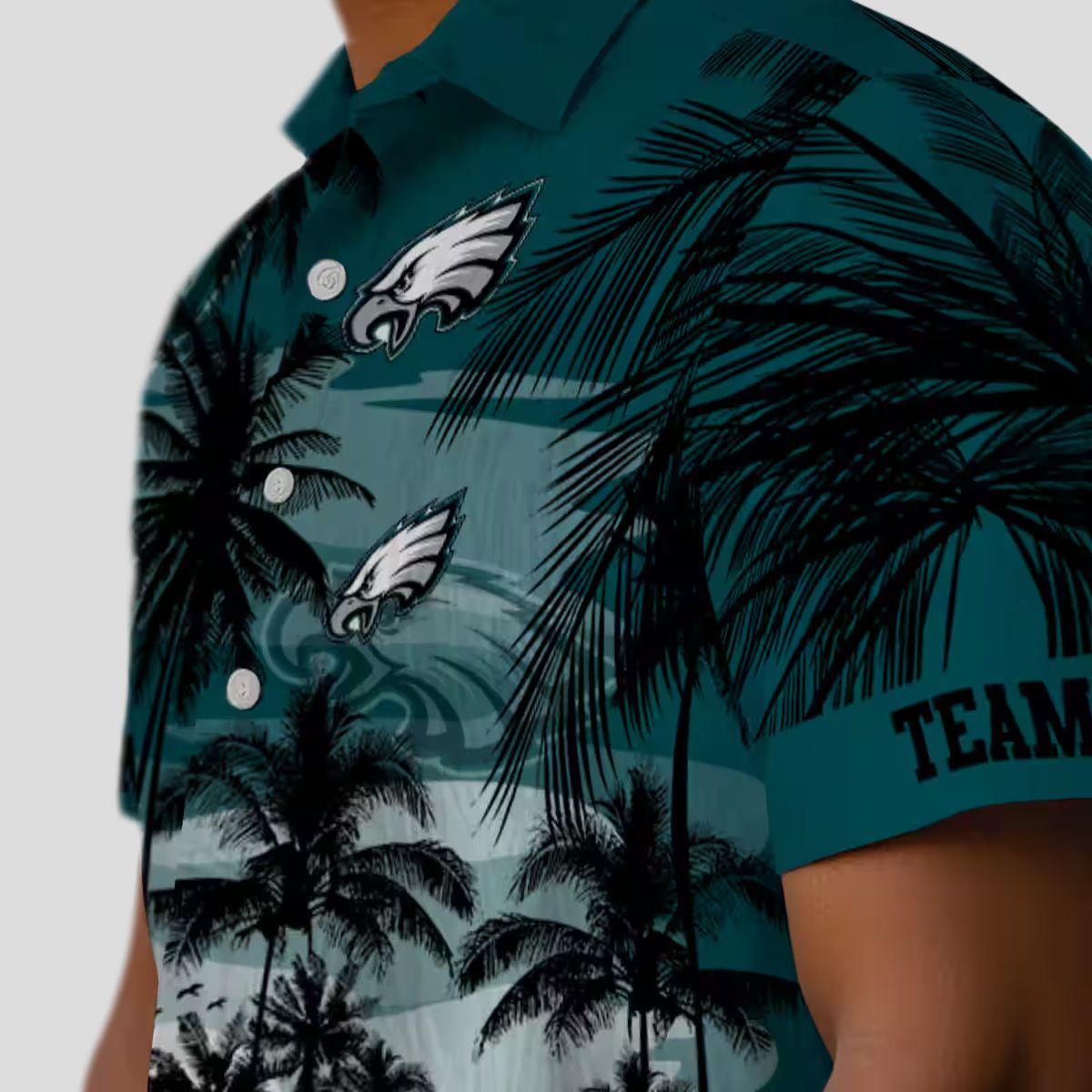 NFL Philadelphia Eagles Sunset Hawaiian Button Up Shirt - Tropical Palm Tree Style