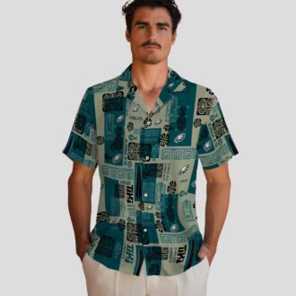 NFL Philadelphia Eagles Tribal Hawaiian Shirt, Green Summer Beach Aloha Outfit