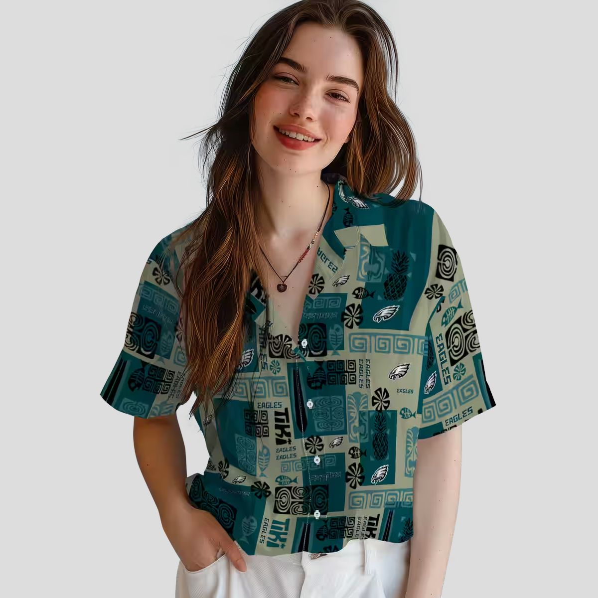 NFL Philadelphia Eagles Tribal Hawaiian Shirt, Green Summer Beach Aloha Outfit
