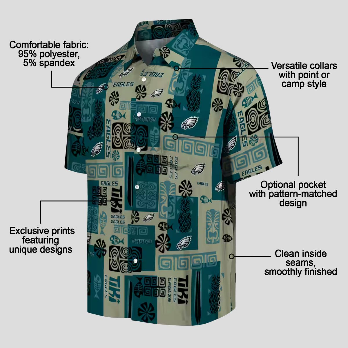 NFL Philadelphia Eagles Tribal Hawaiian Shirt, Green Summer Beach Aloha Outfit