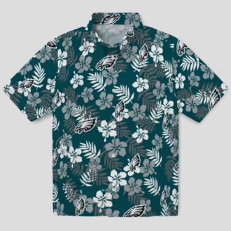 Philadelphia Eagles Aloha Button Up Shirt, Hawaiian Floral Shirt for Summer & Tailgating