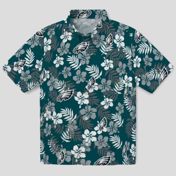 Philadelphia Eagles Aloha Button Up Shirt, Hawaiian Floral Shirt for Summer & Tailgating