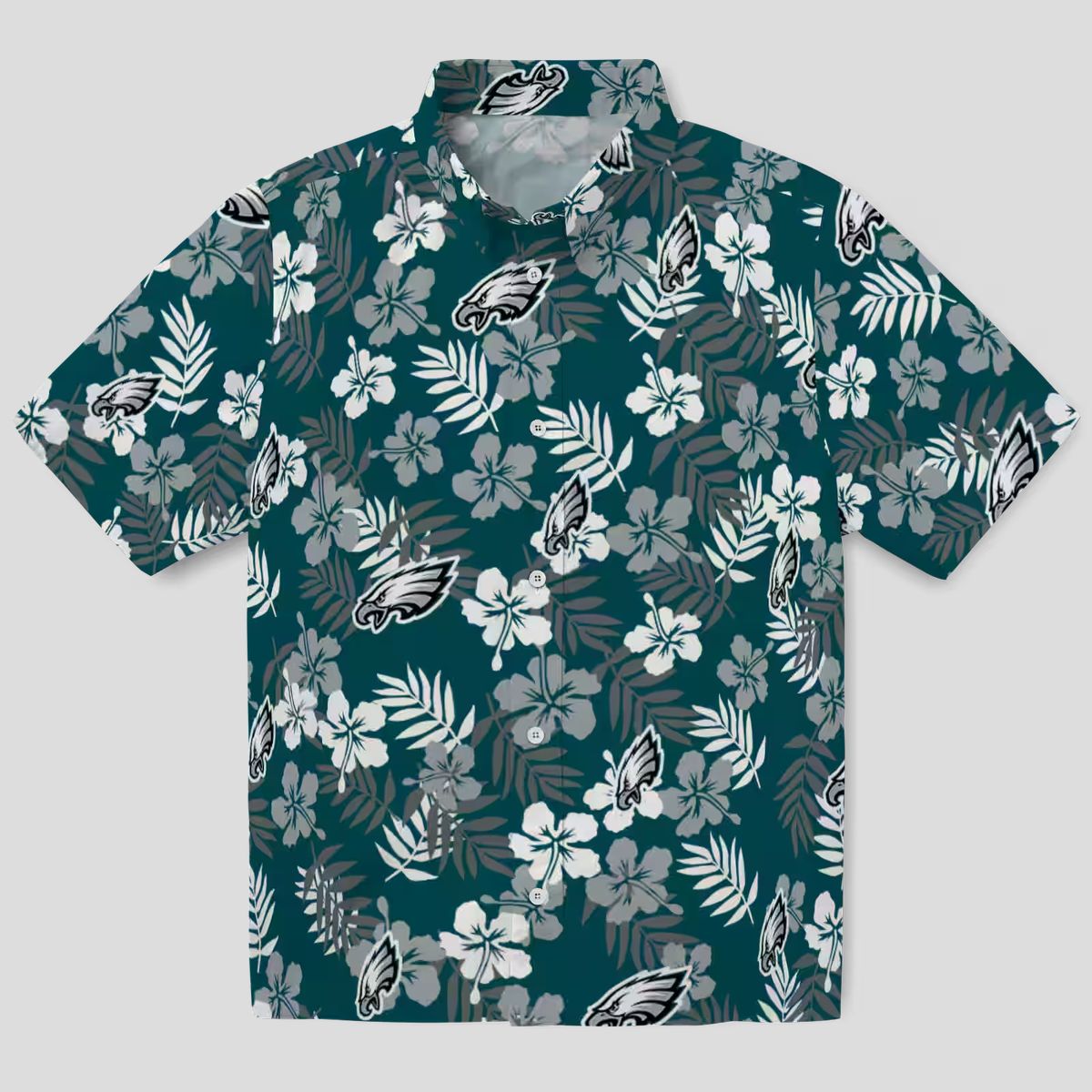 Philadelphia Eagles Aloha Button Up Shirt, Hawaiian Floral Shirt for Summer & Tailgating
