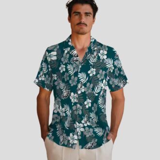 Philadelphia Eagles Aloha Button Up Shirt, Hawaiian Floral Shirt for Summer & Tailgating