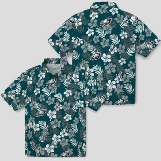 Philadelphia Eagles Aloha Button Up Shirt, Hawaiian Floral Shirt for Summer & Tailgating
