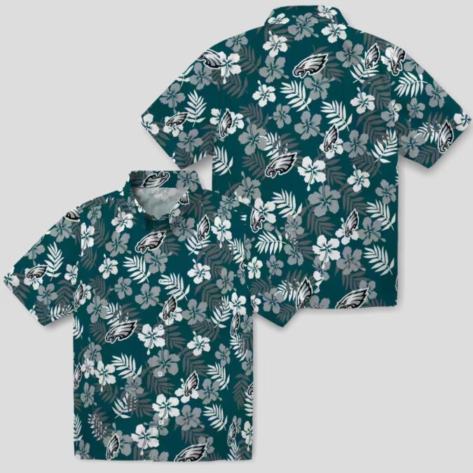 Philadelphia Eagles Aloha Button Up Shirt, Hawaiian Floral Shirt for Summer & Tailgating