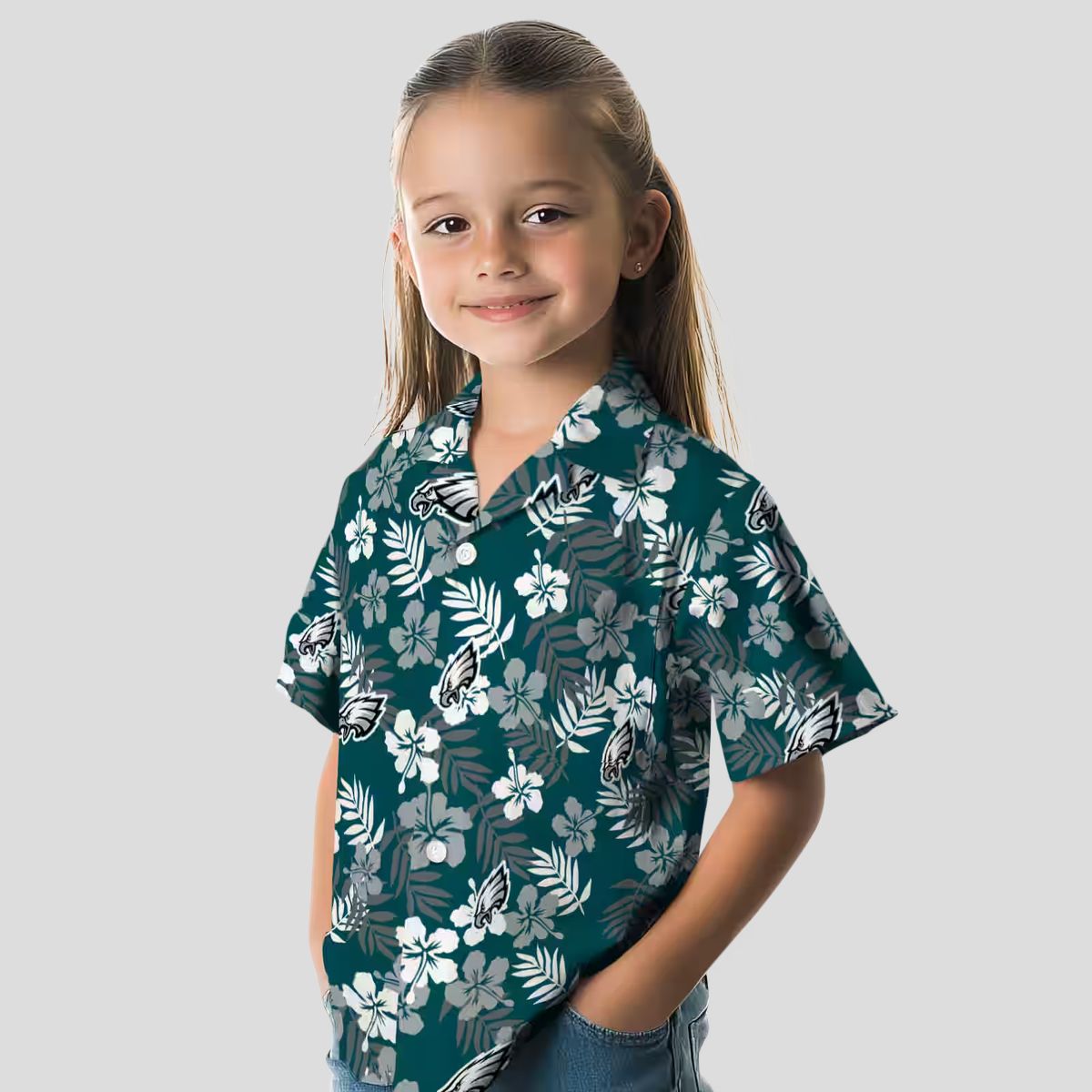 Philadelphia Eagles Aloha Button Up Shirt, Hawaiian Floral Shirt for Summer & Tailgating
