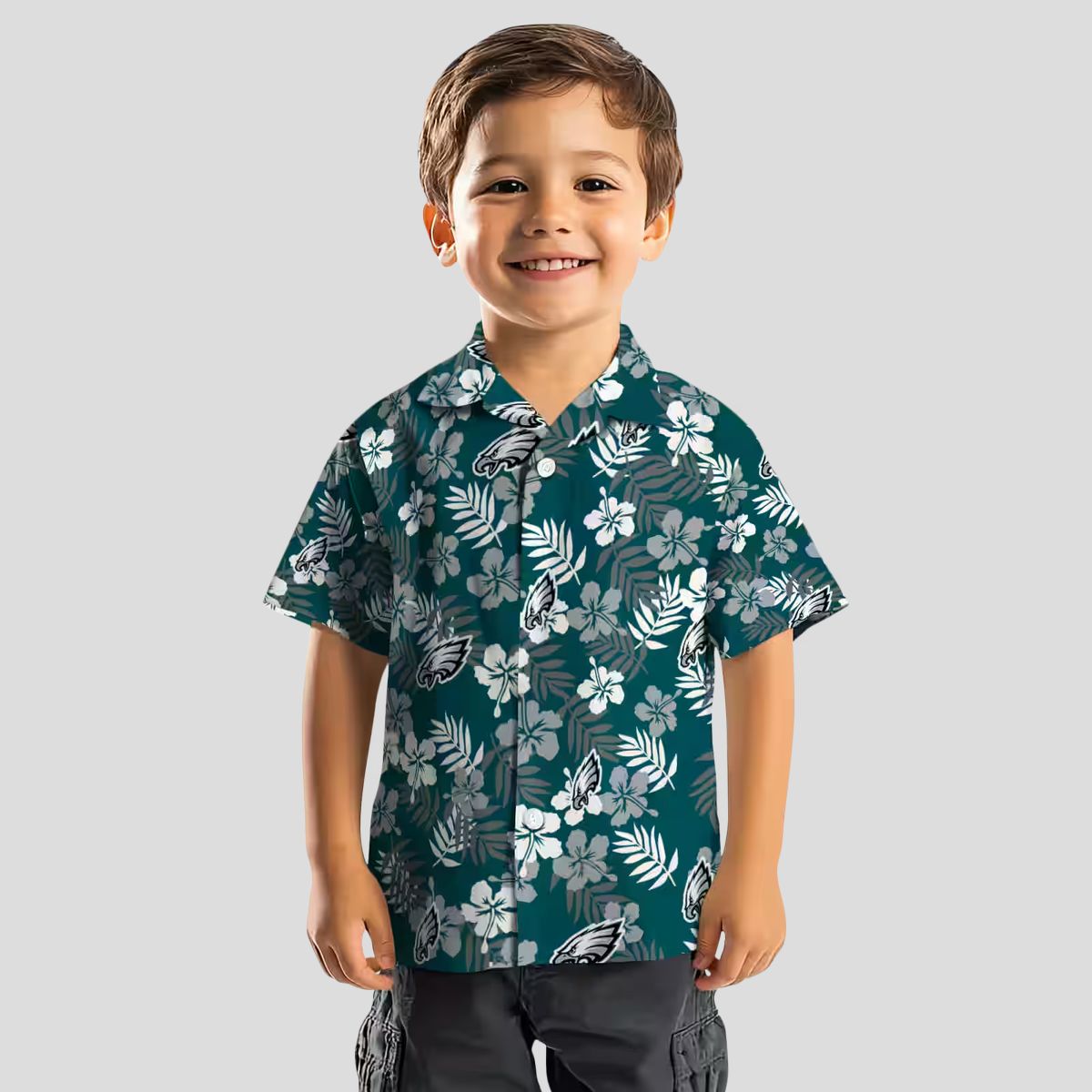 Philadelphia Eagles Aloha Button Up Shirt, Hawaiian Floral Shirt for Summer & Tailgating