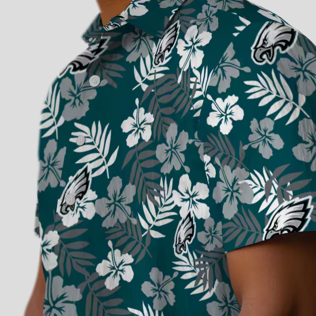 Philadelphia Eagles Aloha Button Up Shirt, Hawaiian Floral Shirt for Summer & Tailgating
