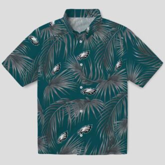 Philadelphia Eagles Aloha Hawaiian Shirt, Tropical Leafy Palms Green NFL Fan Apparel