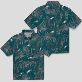 Philadelphia Eagles Aloha Hawaiian Shirt, Tropical Leafy Palms Green NFL Fan Apparel