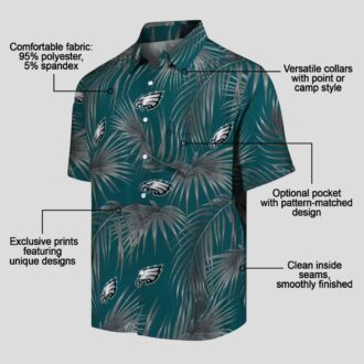 Philadelphia Eagles Aloha Hawaiian Shirt, Tropical Leafy Palms Green NFL Fan Apparel