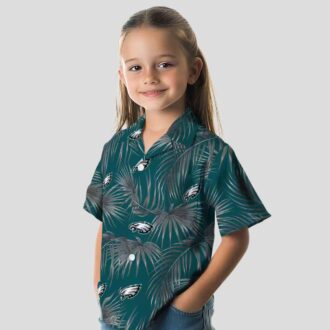 Philadelphia Eagles Aloha Hawaiian Shirt, Tropical Leafy Palms Green NFL Fan Apparel