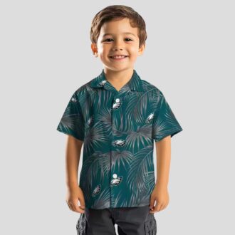 Philadelphia Eagles Aloha Hawaiian Shirt, Tropical Leafy Palms Green NFL Fan Apparel