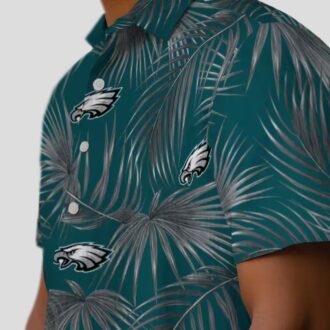 Philadelphia Eagles Aloha Hawaiian Shirt, Tropical Leafy Palms Green NFL Fan Apparel
