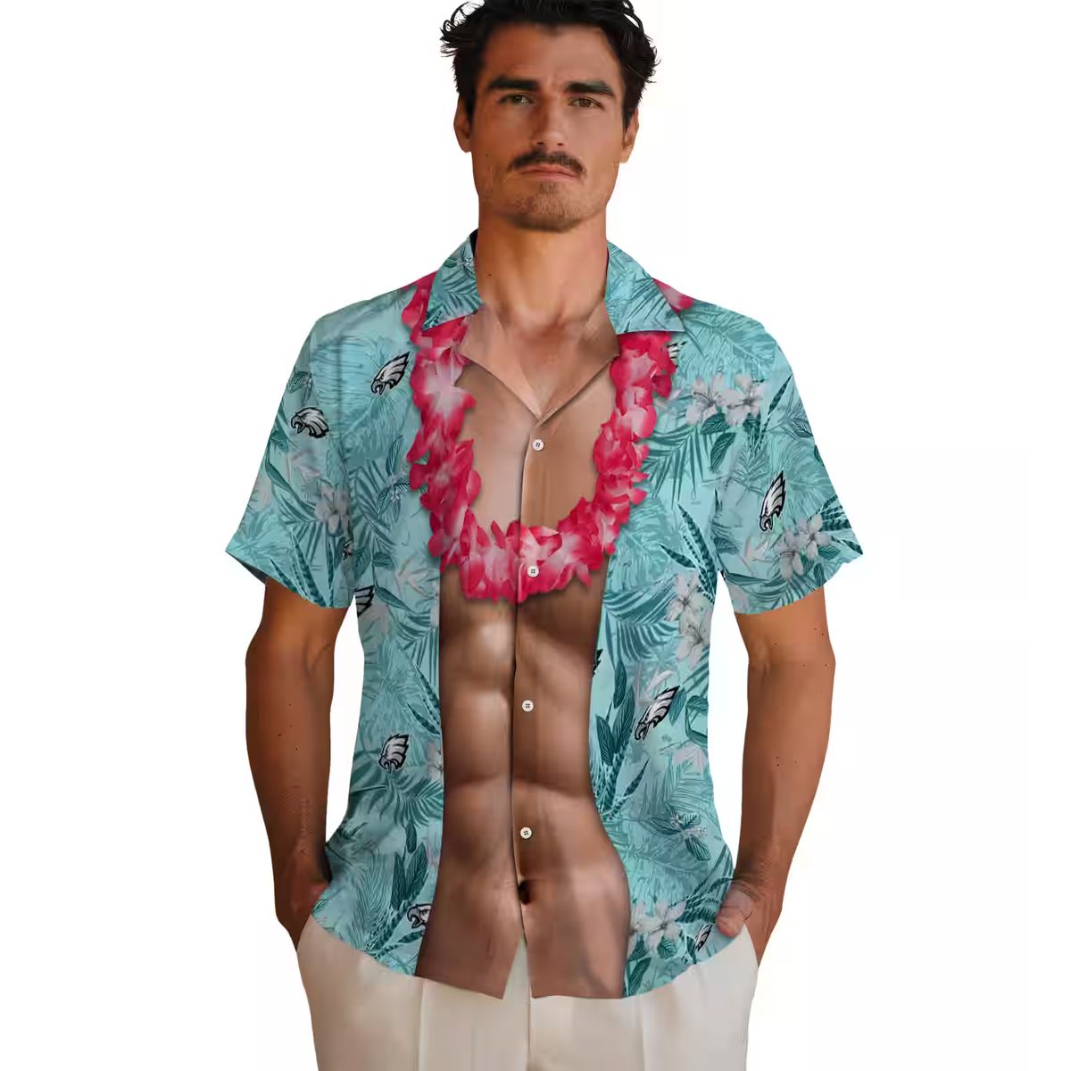 Philadelphia Eagles Chest Illusion Green Hawaiian Shirt, Aloha Summer Beach Outfits