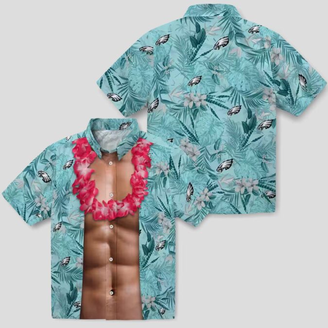 Philadelphia Eagles Chest Illusion Green Hawaiian Shirt, Aloha Summer Beach Outfits