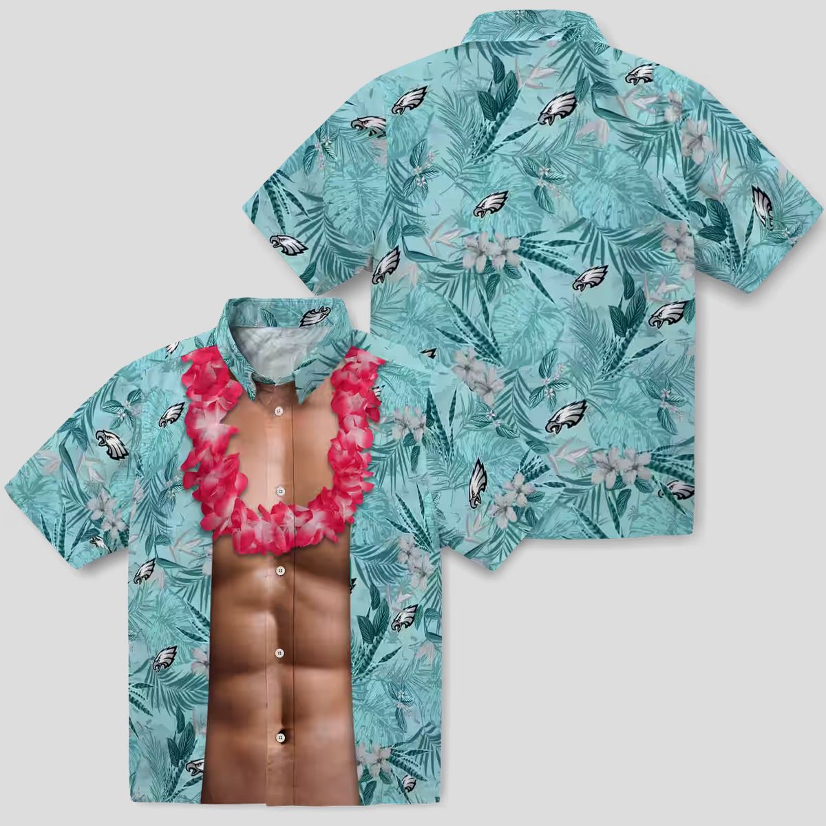 Philadelphia Eagles Chest Illusion Green Hawaiian Shirt, Aloha Summer Beach Outfits