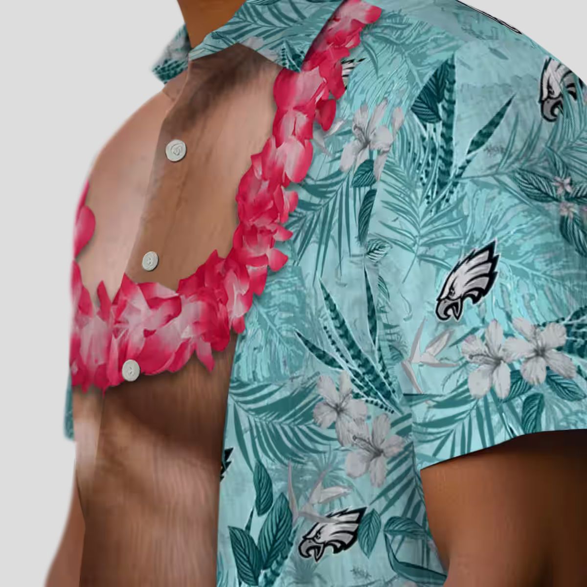 Philadelphia Eagles Chest Illusion Green Hawaiian Shirt, Aloha Summer Beach Outfits