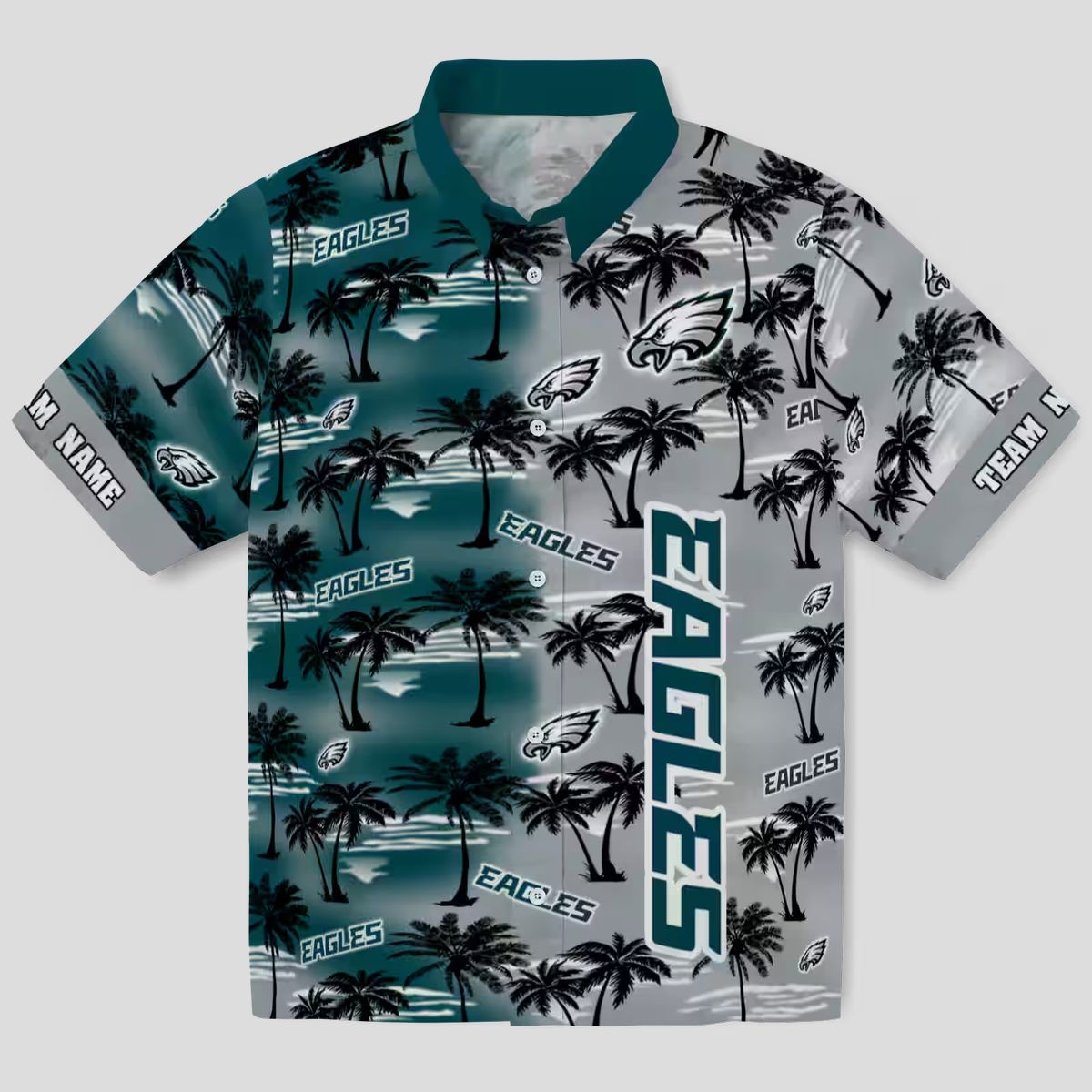Philadelphia Eagles Custom Hawaiian Shirt, Green Palm Silhouettes NFL Summer Outfit