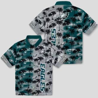 Philadelphia Eagles Custom Hawaiian Shirt, Green Palm Silhouettes NFL Summer Outfit