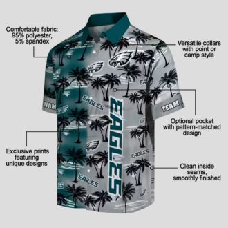 Philadelphia Eagles Custom Hawaiian Shirt, Green Palm Silhouettes NFL Summer Outfit