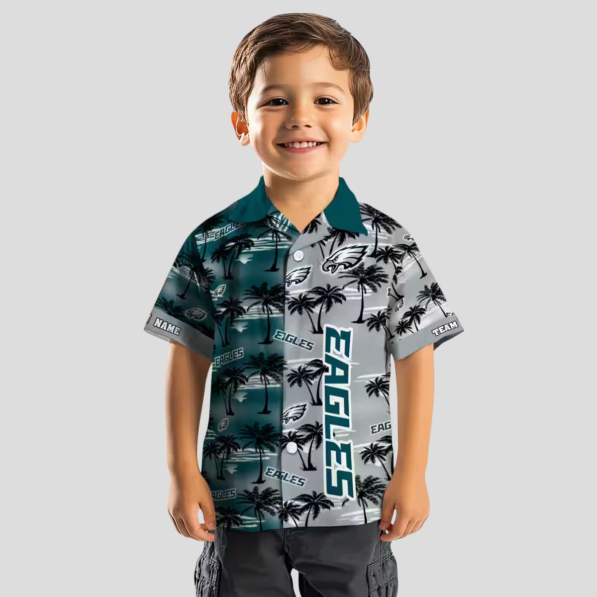 Philadelphia Eagles Custom Hawaiian Shirt, Green Palm Silhouettes NFL Summer Outfit