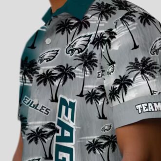 Philadelphia Eagles Custom Hawaiian Shirt, Green Palm Silhouettes NFL Summer Outfit