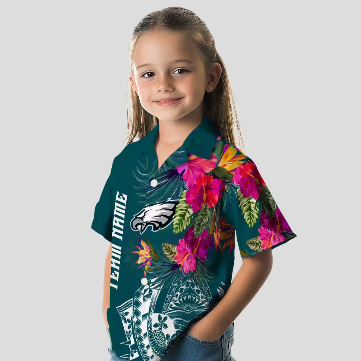 Philadelphia Eagles Floral Polynesian Hawaiian Shirt, Green NFL Aloha Summer Beachwear