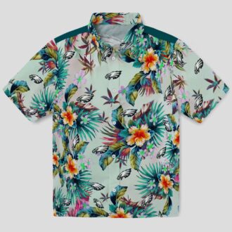 Philadelphia Eagles Game Day Hawaiian Shirt - Green Tropical Foliage, Stylish for Fans