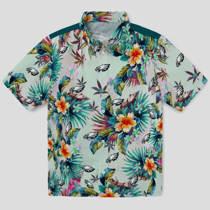 Philadelphia Eagles Game Day Hawaiian Shirt - Green Tropical Foliage, Stylish for Fans