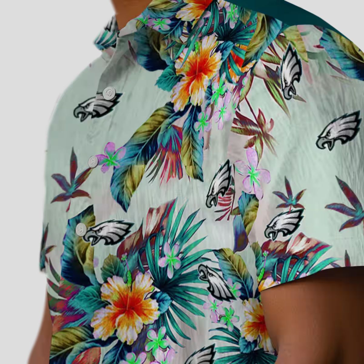Philadelphia Eagles Game Day Hawaiian Shirt - Green Tropical Foliage, Stylish for Fans