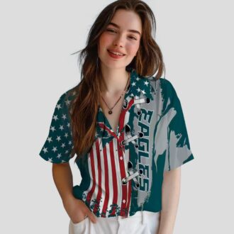 Philadelphia Eagles Green Hawaiian Shirt, Stitched Flag NFL Summer Luau Beach Outfit