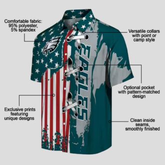 Philadelphia Eagles Green Hawaiian Shirt, Stitched Flag NFL Summer Luau Beach Outfit