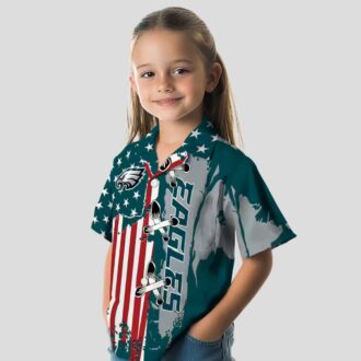 Philadelphia Eagles Green Hawaiian Shirt, Stitched Flag NFL Summer Luau Beach Outfit