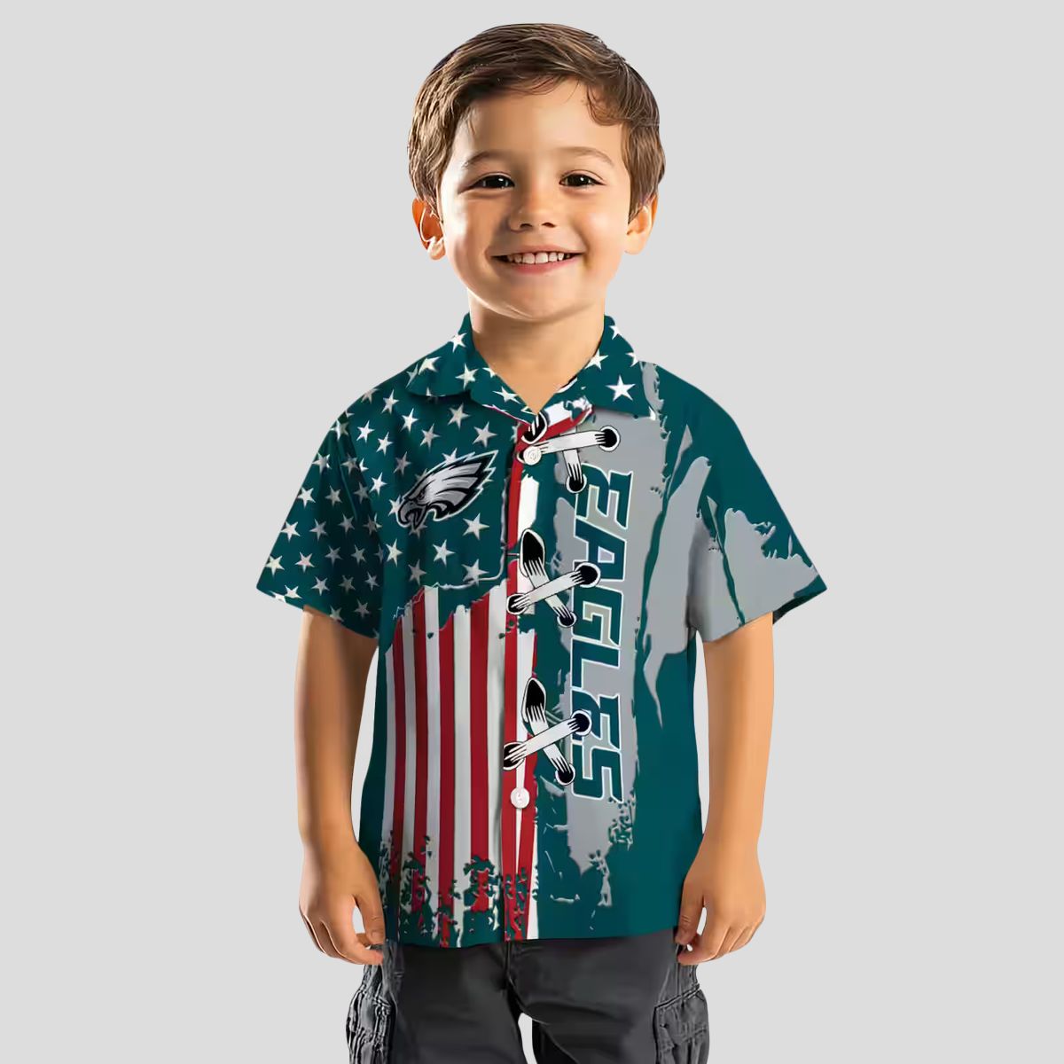 Philadelphia Eagles Green Hawaiian Shirt, Stitched Flag NFL Summer Luau Beach Outfit