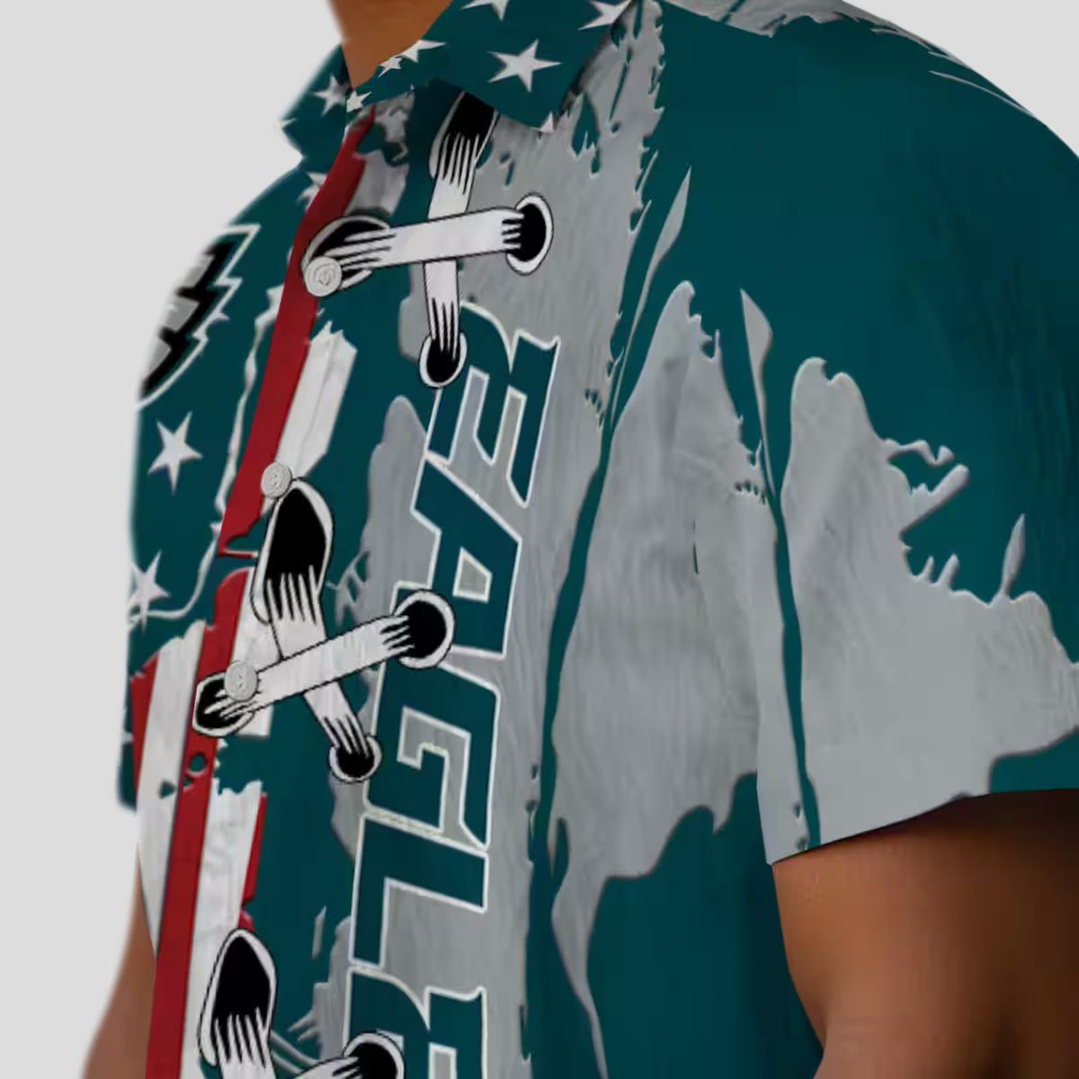 Philadelphia Eagles Green Hawaiian Shirt, Stitched Flag NFL Summer Luau Beach Outfit