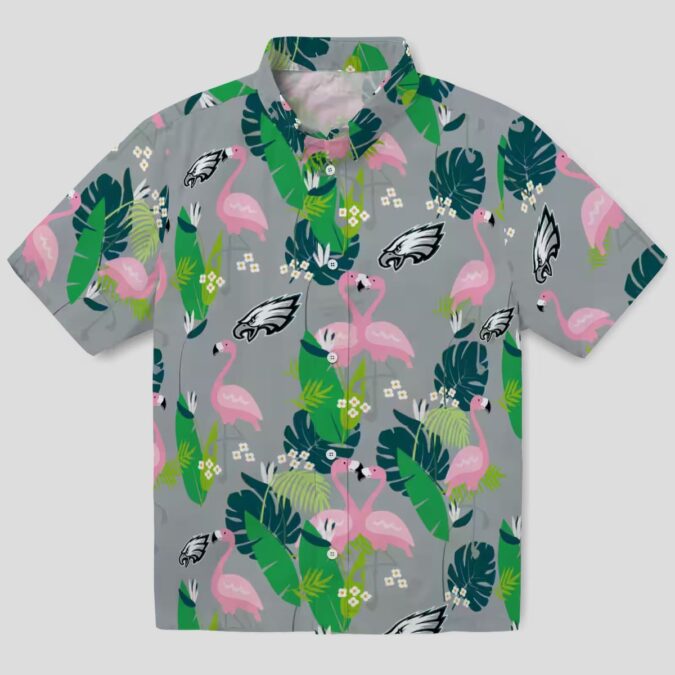 Philadelphia Eagles Green NFL Hawaiian Shirt, Aloha Flamingo Summer Beach Shirt