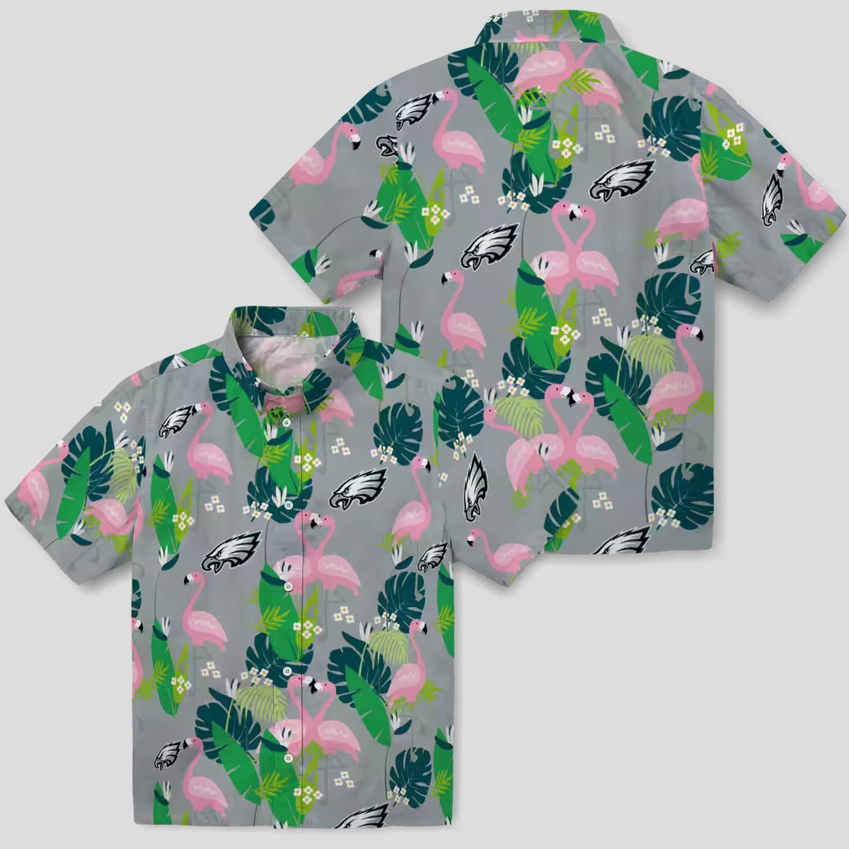 Philadelphia Eagles Green NFL Hawaiian Shirt, Aloha Flamingo Summer Beach Shirt