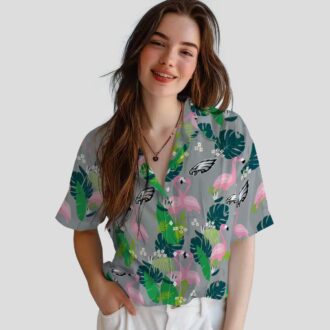 Philadelphia Eagles Green NFL Hawaiian Shirt, Aloha Flamingo Summer Beach Shirt