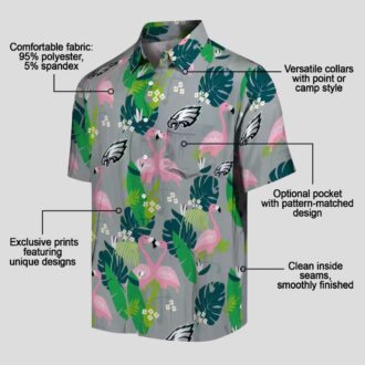 Philadelphia Eagles Green NFL Hawaiian Shirt, Aloha Flamingo Summer Beach Shirt