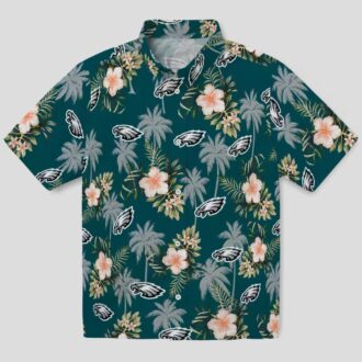 Philadelphia Eagles Hawaiian Shirt, Palm Tree Floral Tropical NFL Fan Apparel